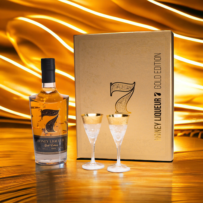 Honey Liqueur 7 - Gold Edition Gift Box with 24K Gold Glasses